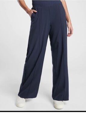 Athleta Nolita Wide Leg Tuxedo Stripe Pants Navy Blue Pant Size 10